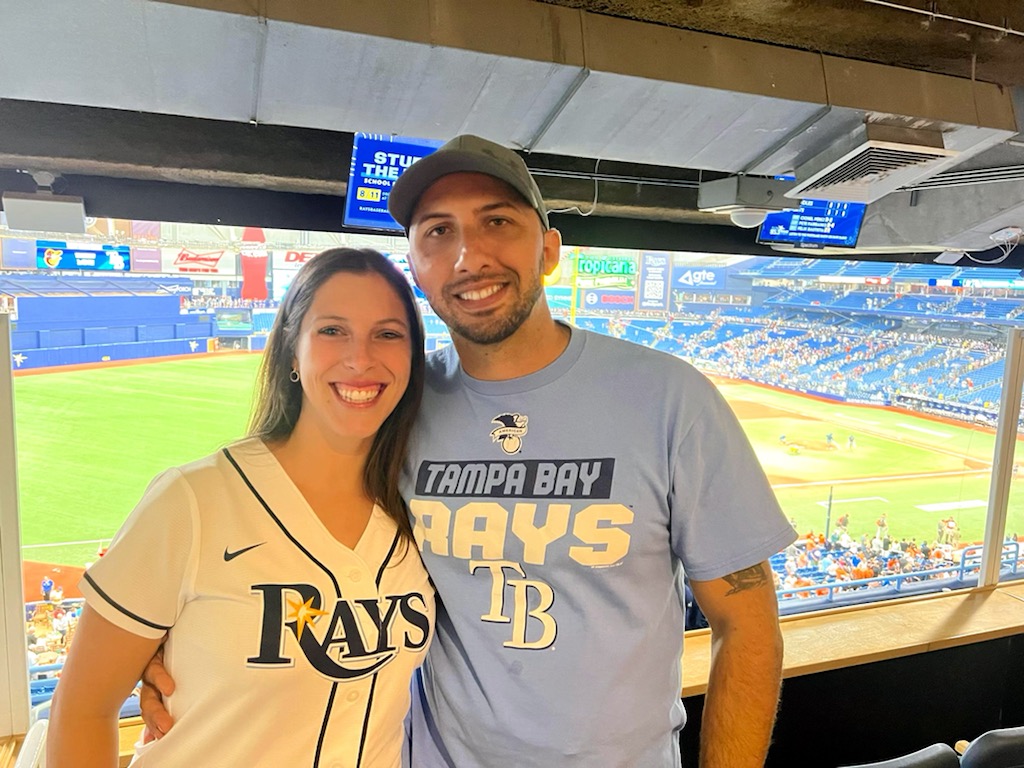 Complete Plumbing Chris McConnell and wife at a Rays game in Tampa, FL