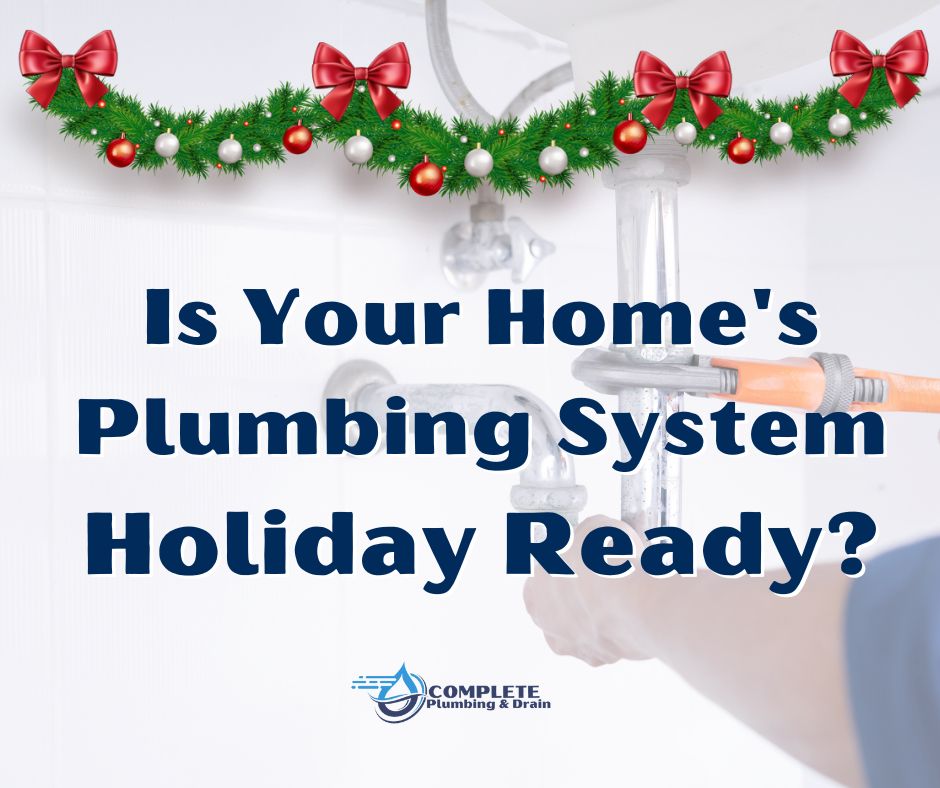 The post for Is Your Home's Plumbing System Holiday Ready with a plumber and and a Christmas swag.